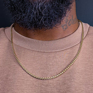 The 3mm 14k Wheat Chain Necklace