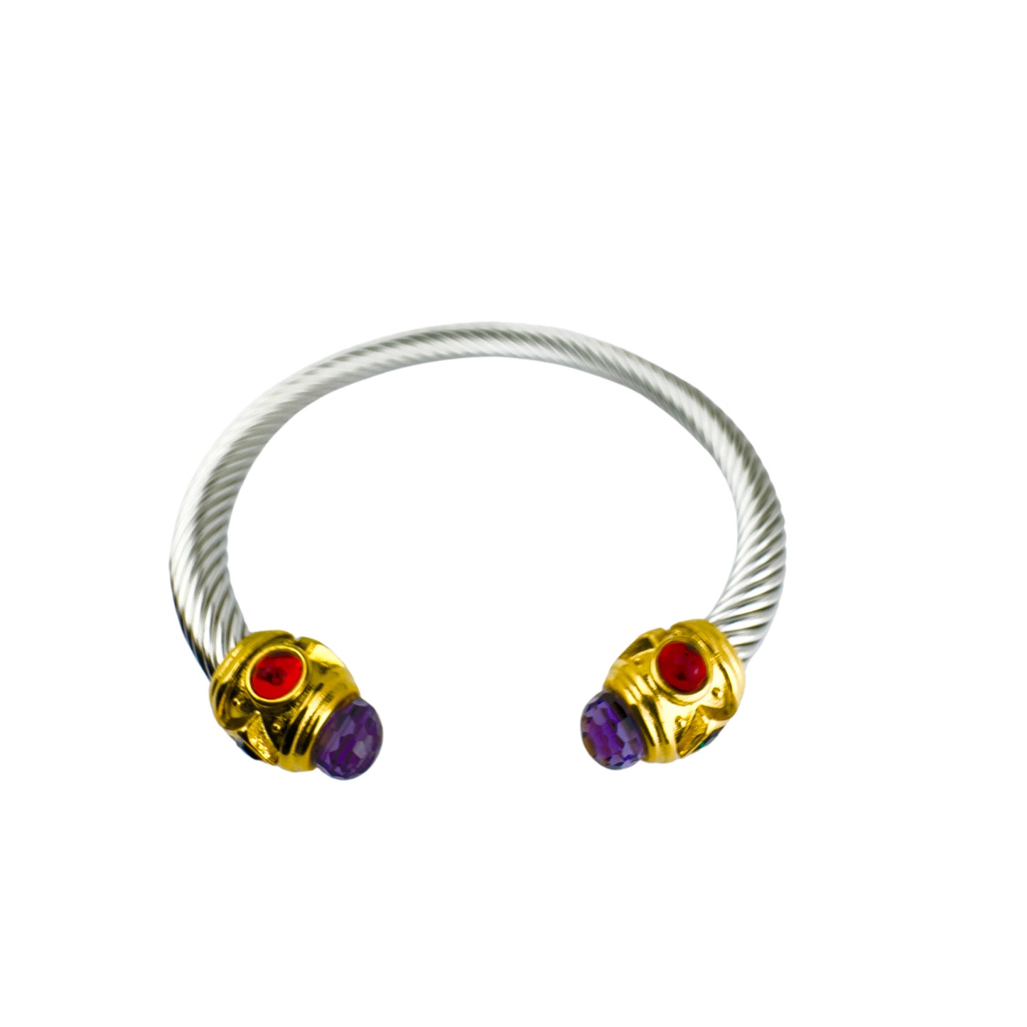 The Multi Stone Corded Cuff Bangle